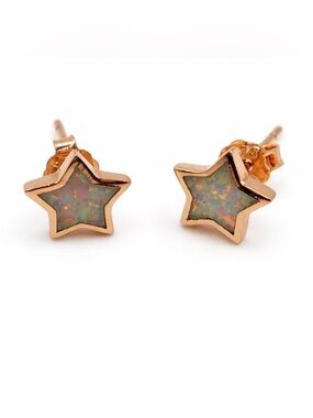 Rose Gold Star Opal Stud Earrings - Women Jewelry